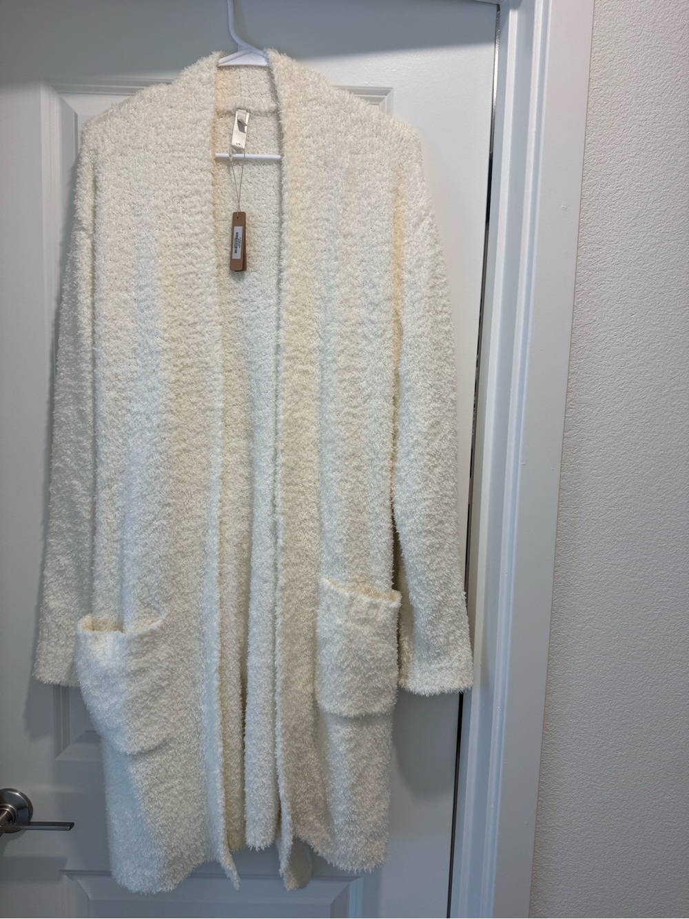 SMIMS Cozy Open-Front Cream Women's Sweater material robe